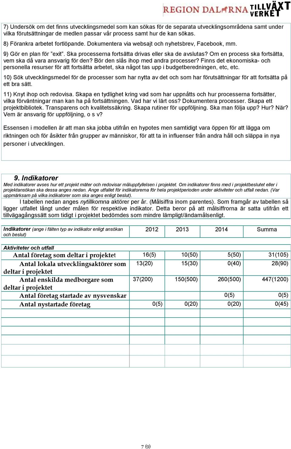 Om en process ska fortsätta, vem ska då vara ansvarig för den? Bör den slås ihop med andra processer?