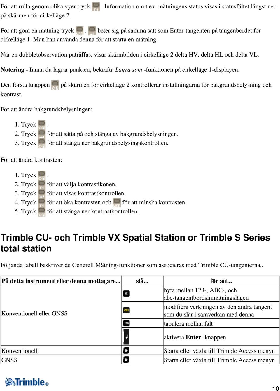 När en dubbletobservation påträffas, visar skärmbilden i cirkelläge 2 delta HV, delta HL och delta VL. Notering - Innan du lagrar punkten, bekräfta Lagra som -funktionen på cirkelläge 1-displayen.