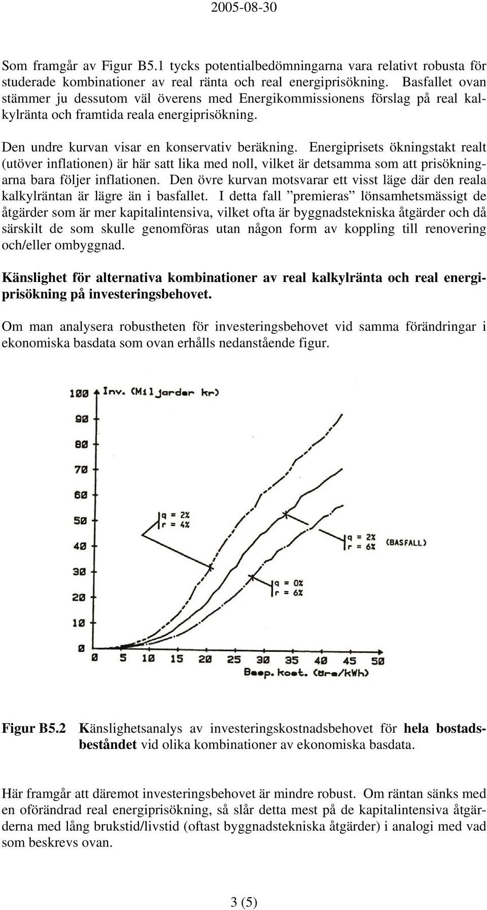 Energiprisets ökningstakt realt (utöver inflationen) är här satt lika med noll, vilket är detsamma som att prisökningarna bara följer inflationen.