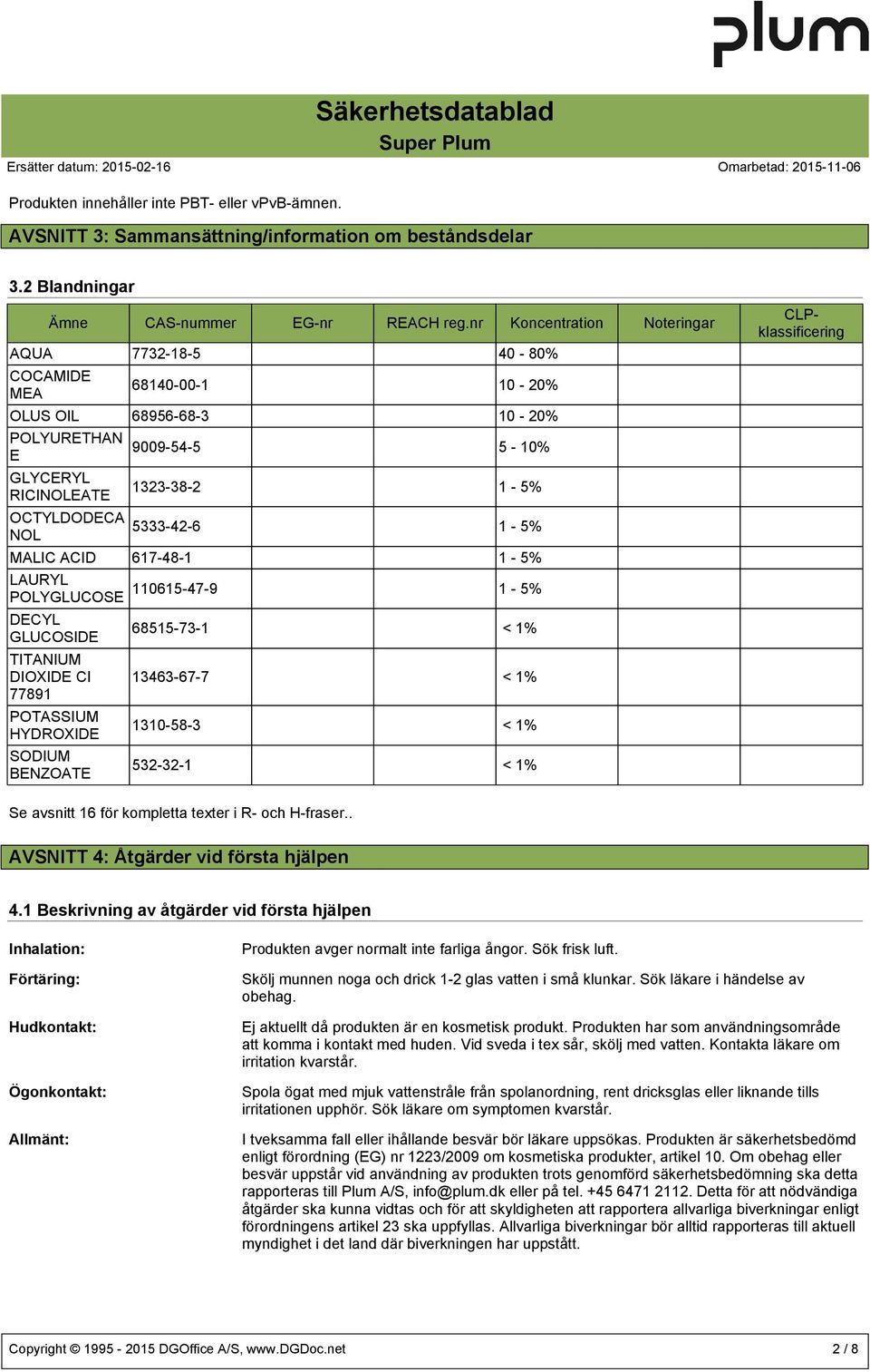 1-5% MALIC ACID 617-48-1 1-5% LAURYL POLYGLUCOSE DECYL GLUCOSIDE TITANIUM DIOXIDE CI 77891 POTASSIUM HYDROXIDE SODIUM BENZOATE 110615-47-9 1-5% 68515-73-1 < 1% 13463-67-7 < 1% 1310-58-3 < 1% 532-32-1