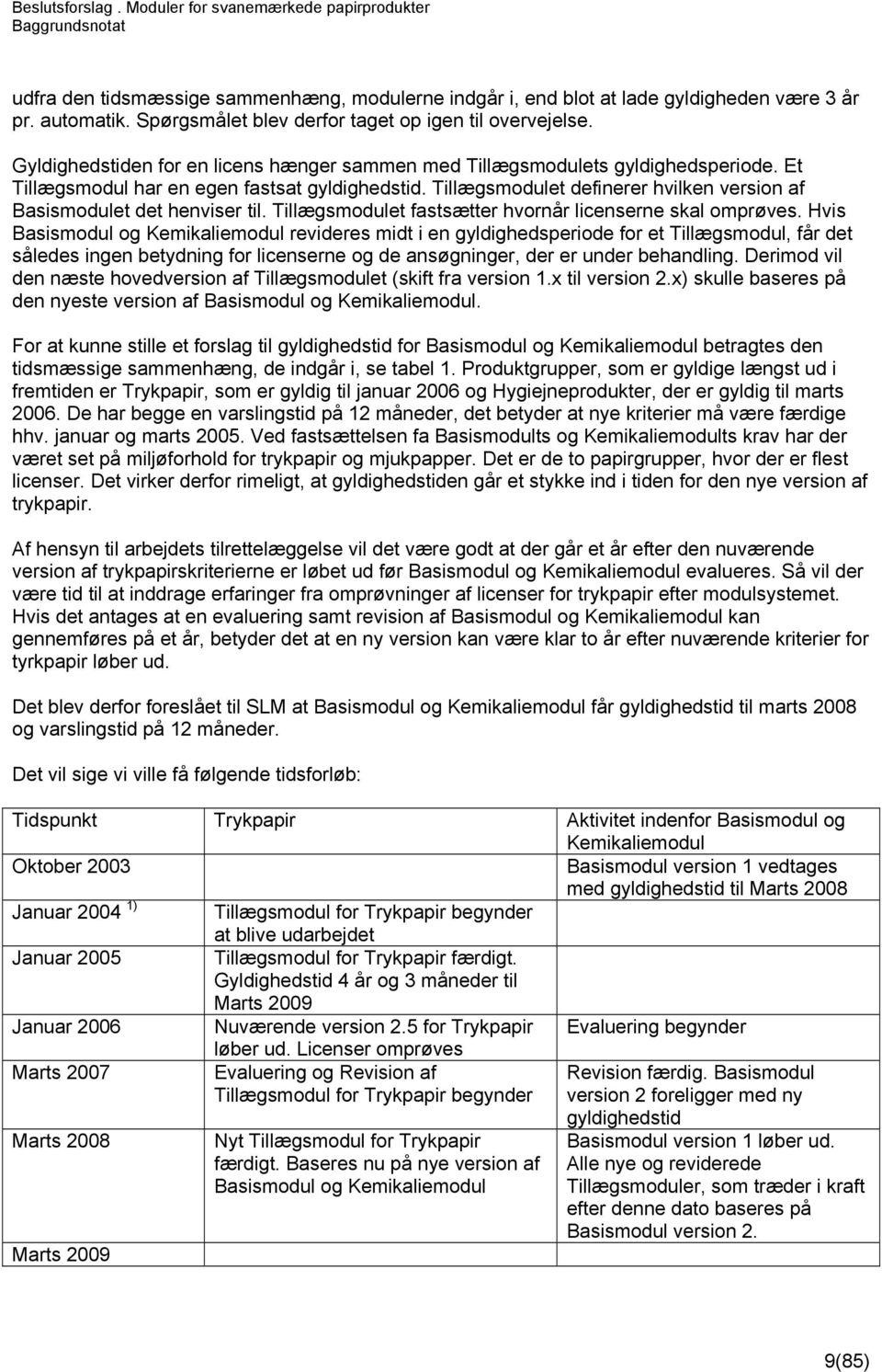 Tillægsmodulet definerer hvilken version af Basismodulet det henviser til. Tillægsmodulet fastsætter hvornår licenserne skal omprøves.