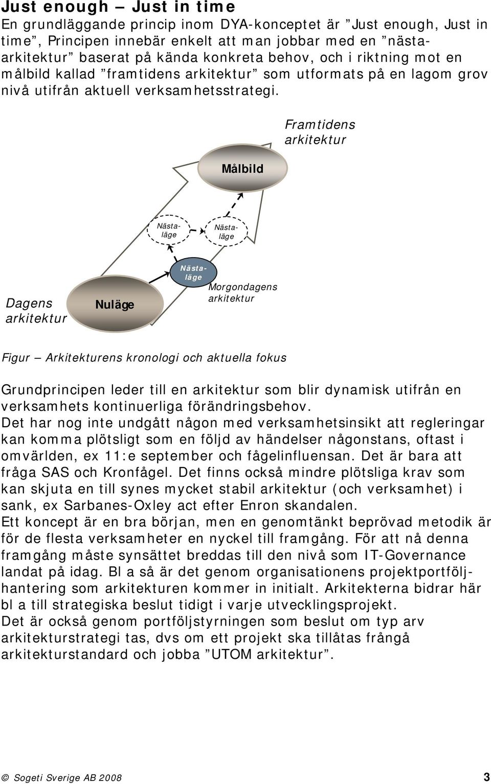 Målbild Framtidens arkitektur Nästaläge Morgondagens arkitektur Nästaläge Nästaläge Dagens arkitektur Nuläge Figur Arkitekturens kronologi och aktuella fokus Grundprincipen leder till en arkitektur