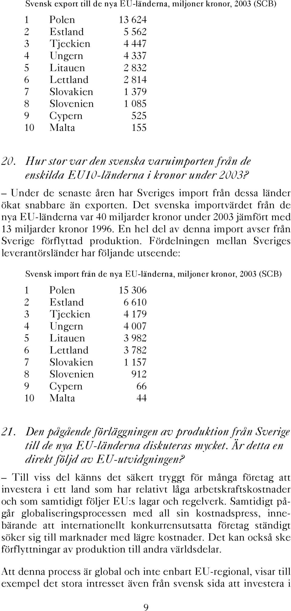 Under de senaste åren har Sveriges import från dessa länder ökat snabbare än exporten.