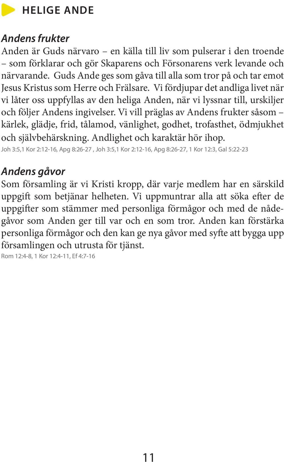 Vi fördjupar det andliga livet när vi låter oss uppfyllas av den heliga Anden, när vi lyssnar till, urskiljer och följer Andens ingivelser.
