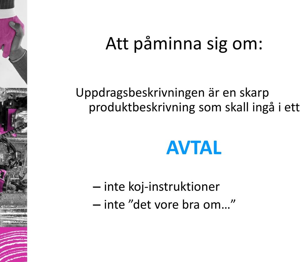 produktbeskrivning som skall ingå i