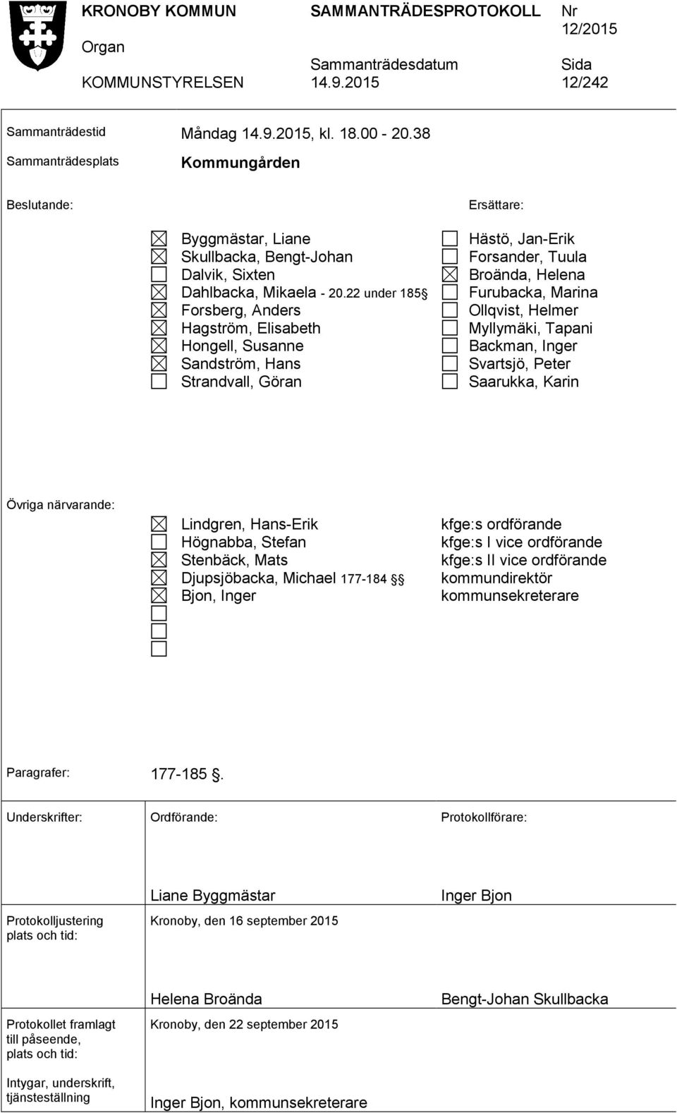 22 under 185 Forsberg, Anders Hagström, Elisabeth Hongell, Susanne Sandström, Hans Strandvall, Göran Hästö, Jan-Erik Forsander, Tuula Broända, Helena Furubacka, Marina Ollqvist, Helmer Myllymäki,