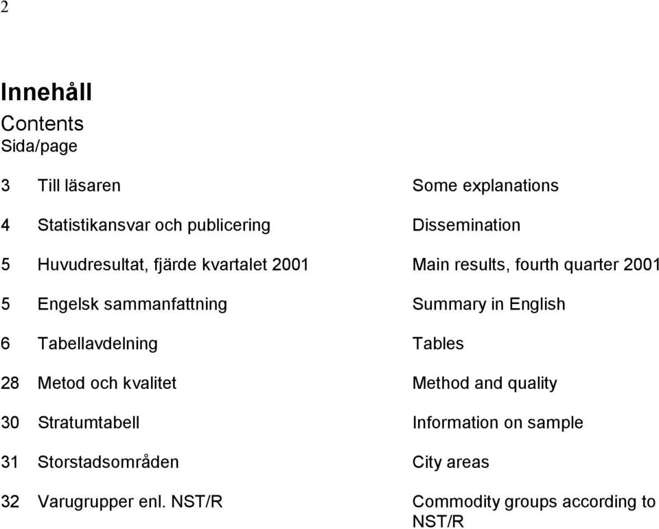 sammanfattning Summary in English 6 Tabellavdelning Tables 28 Metod och kvalitet Method and quality 30