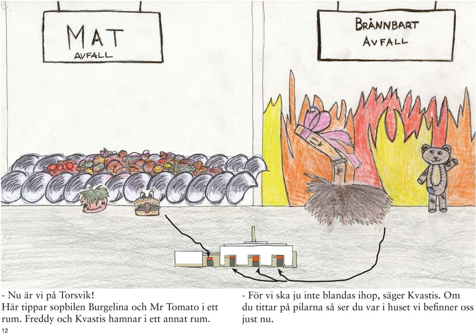 Freddy och Kvastis hamnar i ett annat rum.