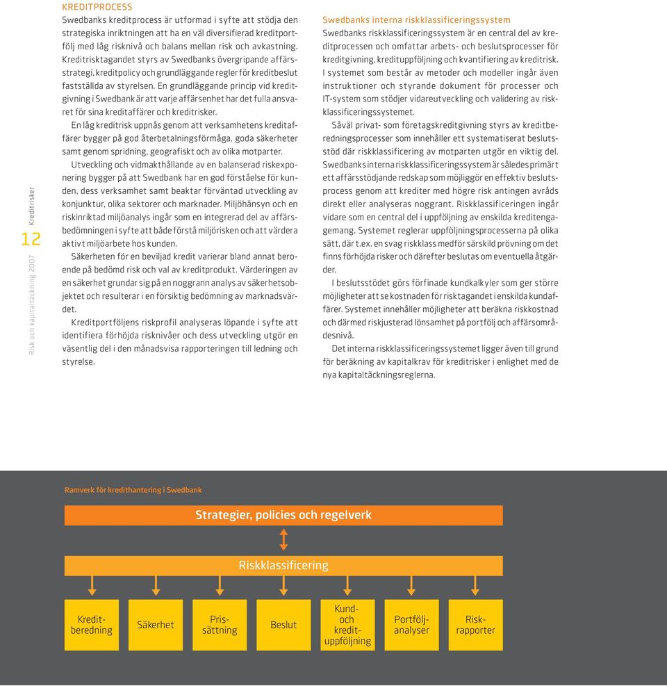 En grundläggande princip vid kreditgivning i Swedbank är att varje affärsenhet har det fulla ansvaret för sina kreditaffärer och kreditrisker.