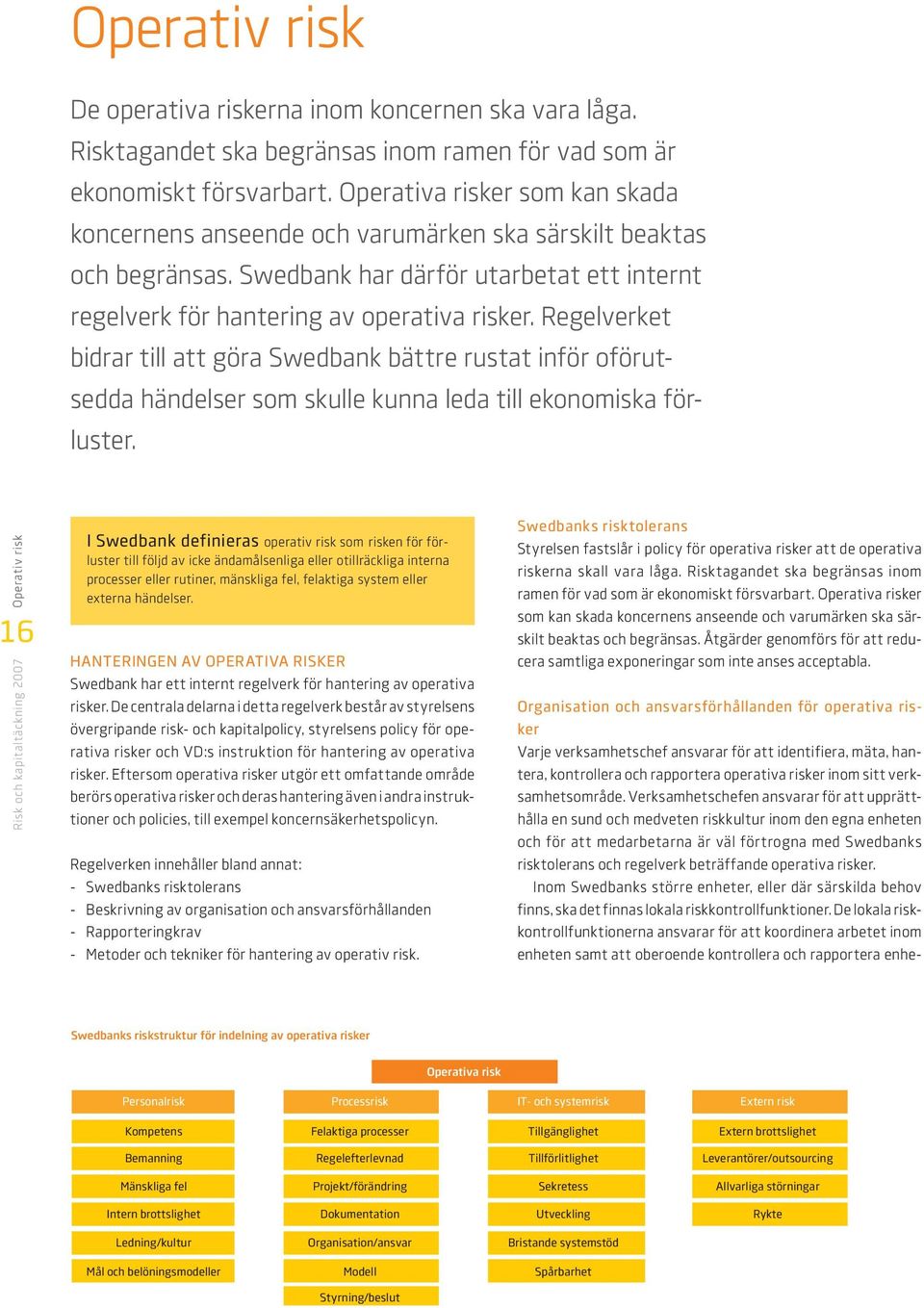 Regelverket bidrar till att göra Swedbank bättre rustat inför oförutsedda händelser som skulle kunna leda till ekonomiska förluster.