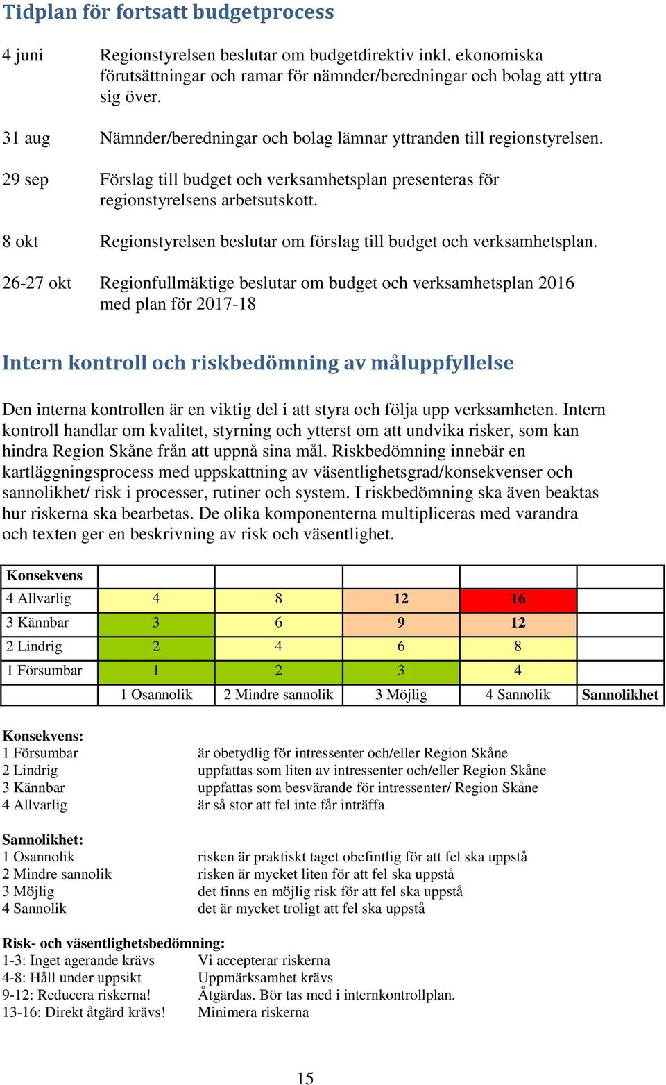 8 okt Regionstyrelsen beslutar om förslag till budget och verksamhetsplan.