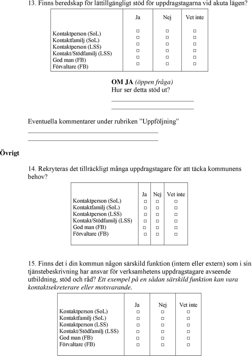 Rekryteras det tillräckligt många uppdragstagare för att täcka kommunens behov? 15.