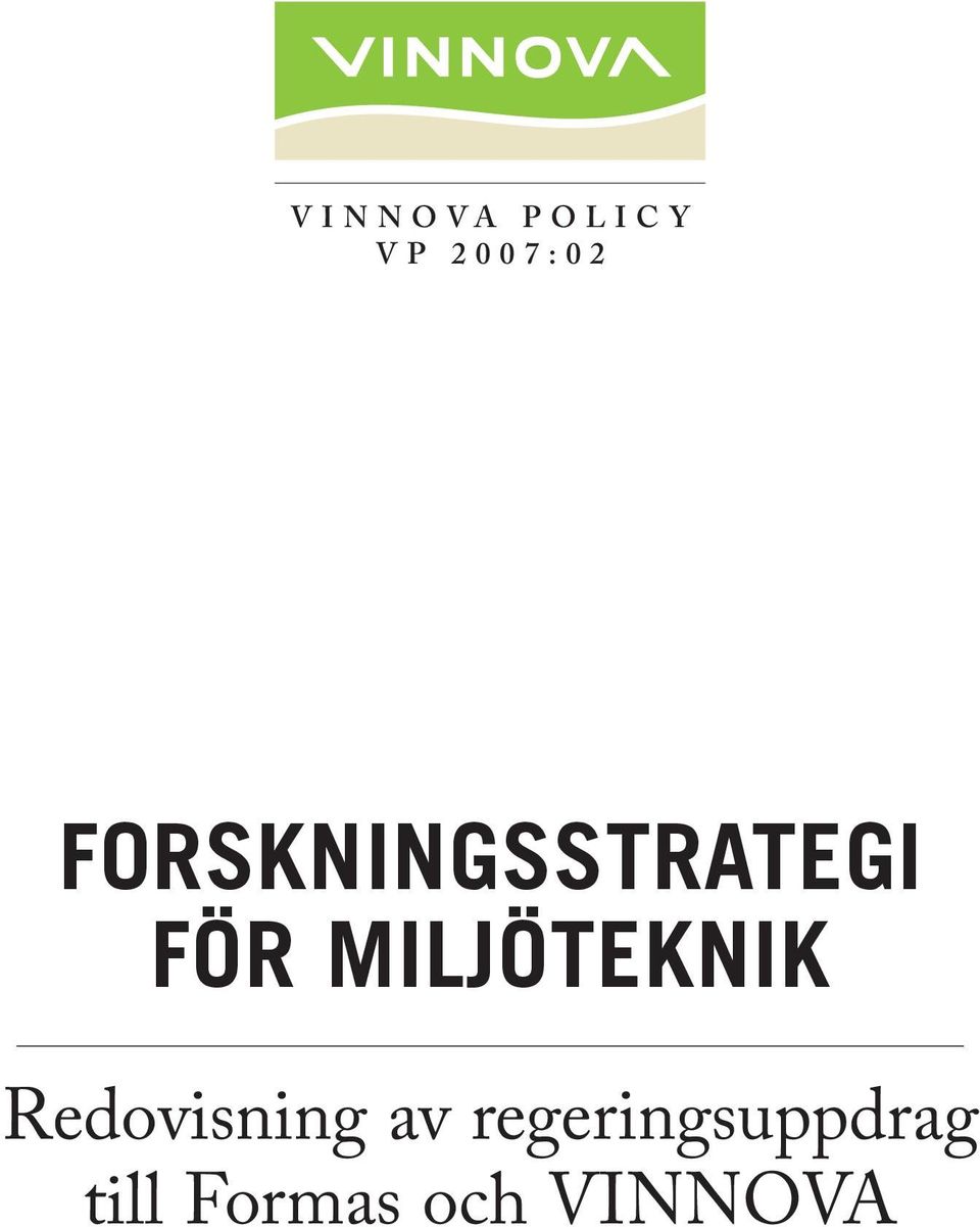 MILJÖTEKNIK Redovisning av