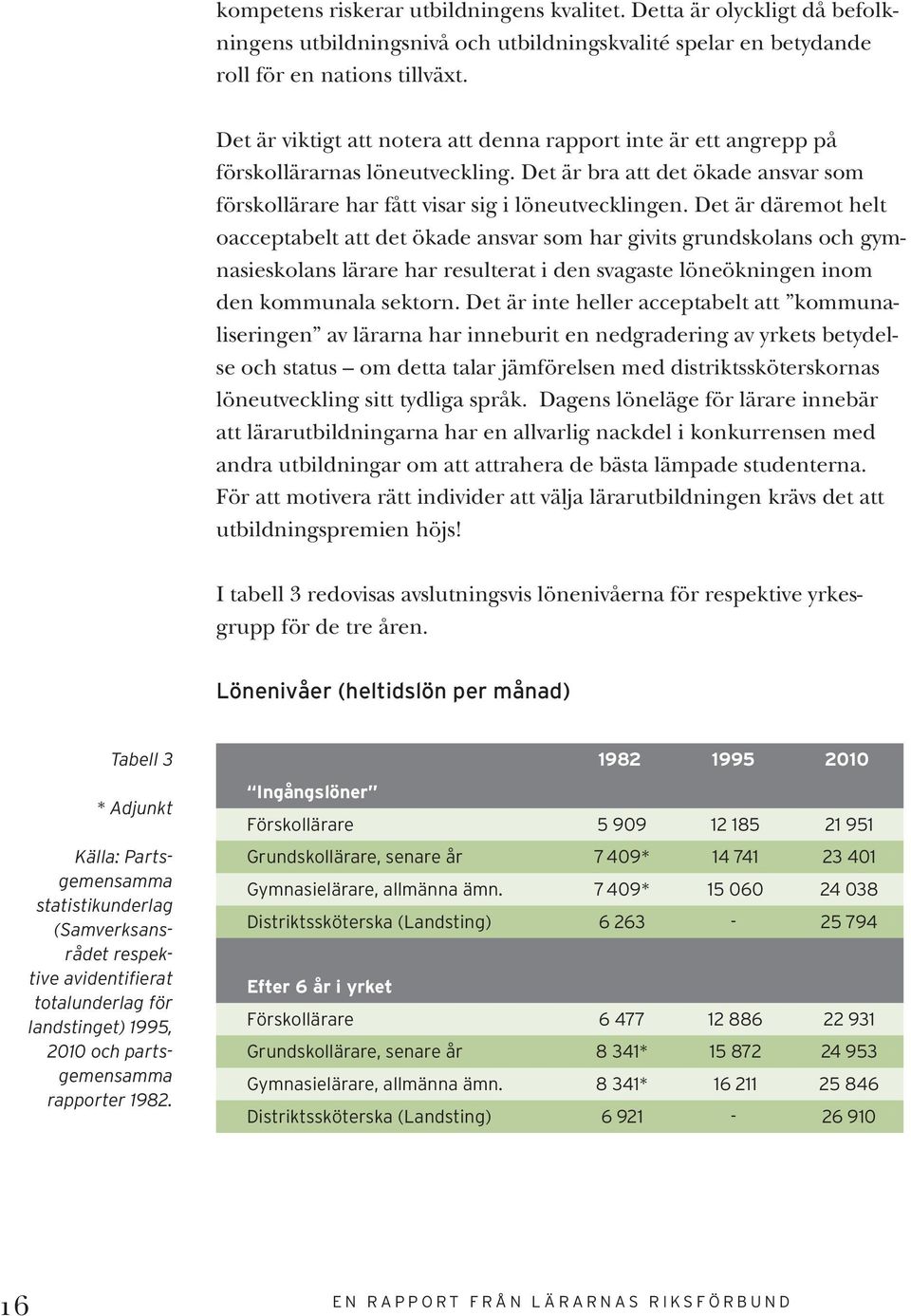 Det är däremot helt oacceptabelt att det ökade ansvar som har givits grundskolans och gymnasieskolans lärare har resulterat i den svagaste löneökningen inom den kommunala sektorn.