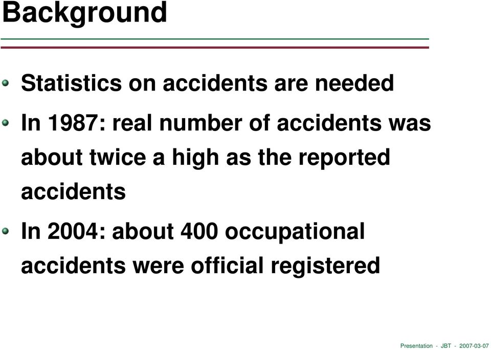 high as the reported accidents In 2004: about