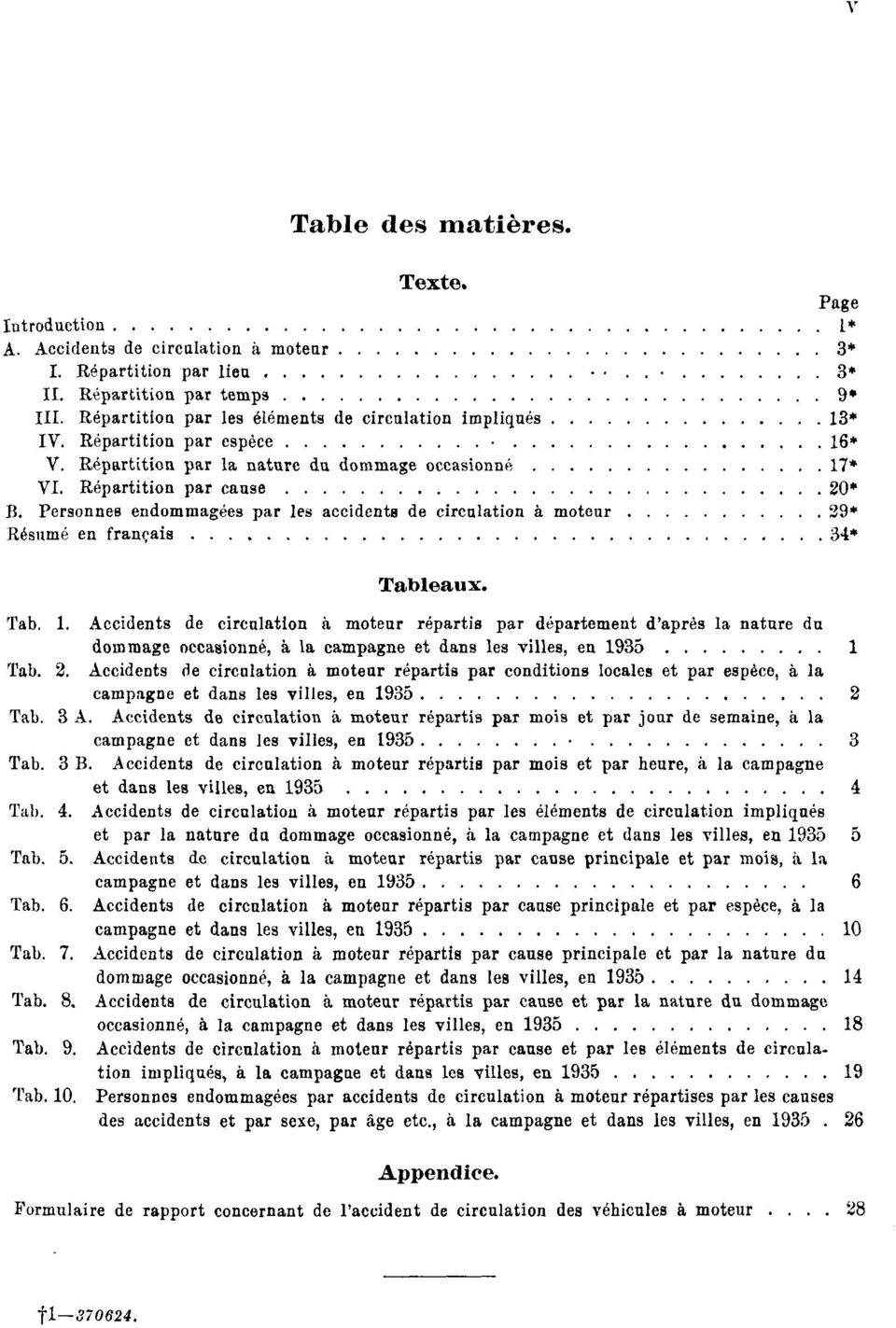 Personnes endommagées par les accidents de circulation à moteur 29* Résumé en français 34* Tableaux. Tab. 1.