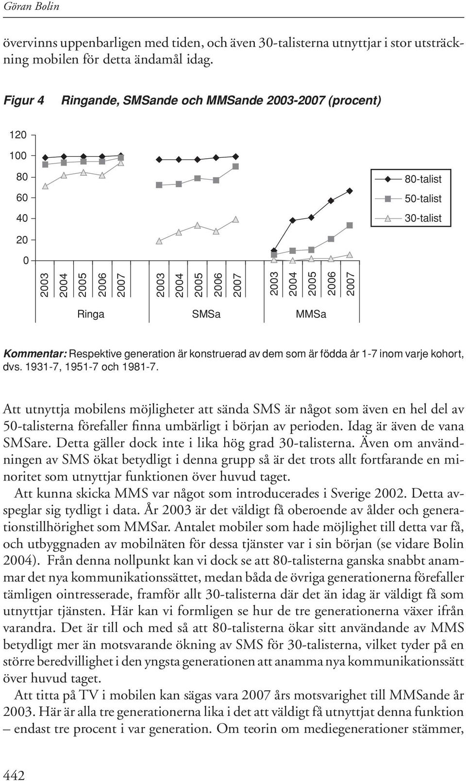 MMSa Kommentar: Respektive generation är konstruerad av dem som är födda år 1-7 inom varje kohort, dvs. 1931-7, 1951-7 och 1981-7.