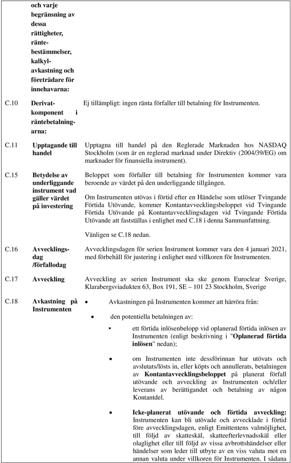 Upptagna till handel på den Reglerade Marknaden hos NASDAQ Stockholm (som är en reglerad marknad under Direktiv (2004/39/EG) om marknader för finansiella instrument).