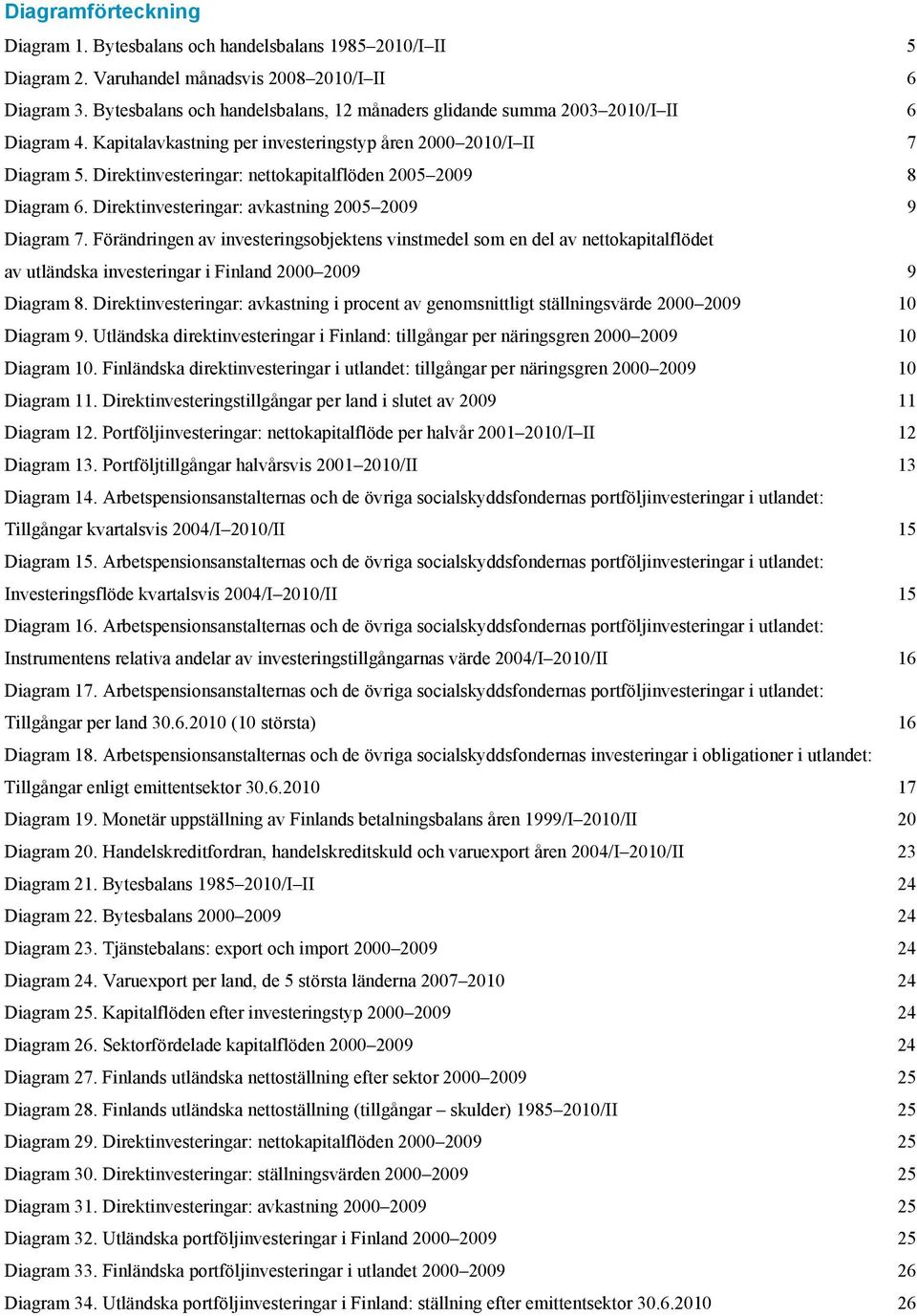 Direktinvesteringar: nettokapitalflöden 2 29 8 Diagram 6. Direktinvesteringar: avkastning 2 29 9 Diagram 7.