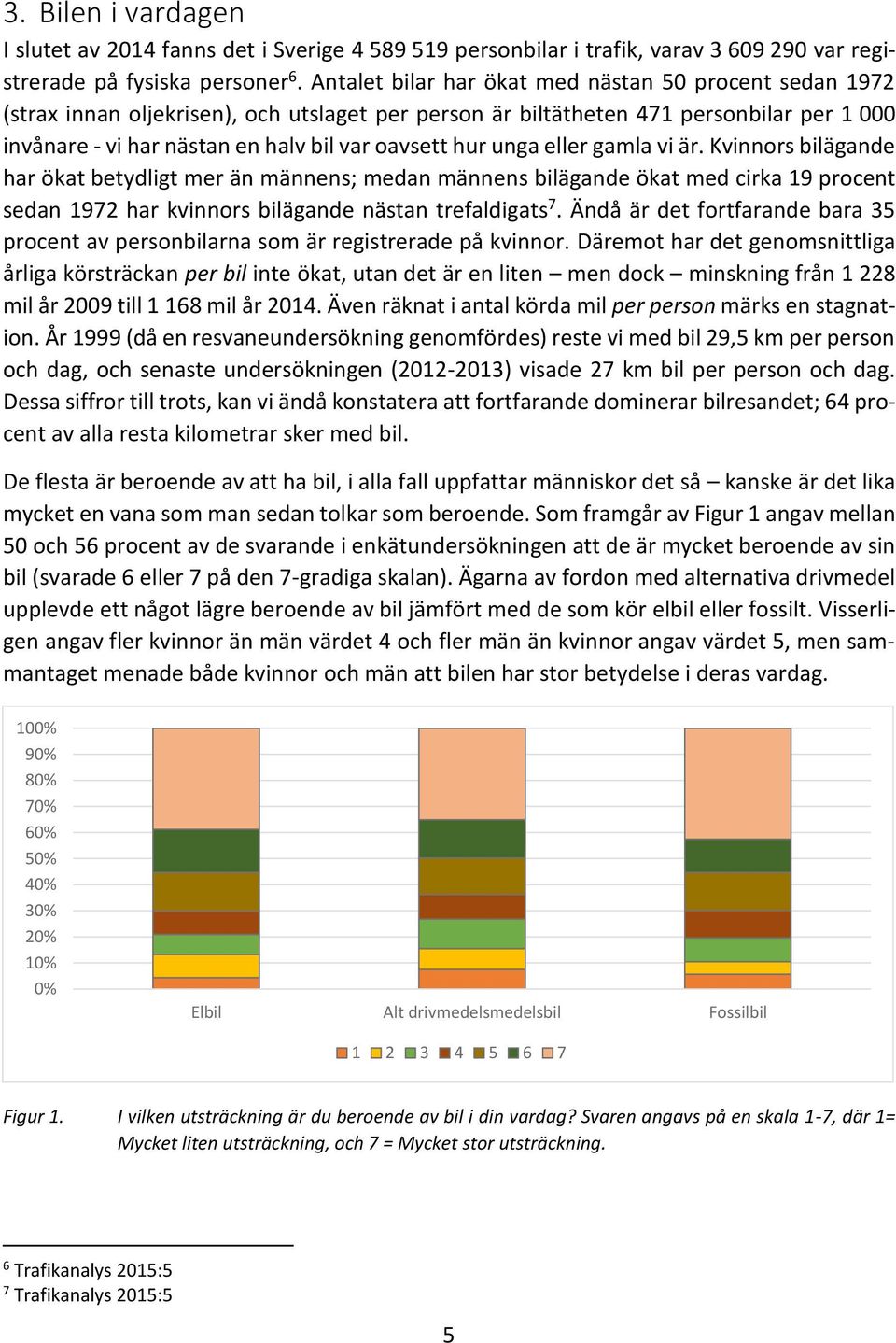 unga eller gamla vi är. Kvinnors bilägande har ökat betydligt mer än männens; medan männens bilägande ökat med cirka 19 procent sedan 1972 har kvinnors bilägande nästan trefaldigats 7.