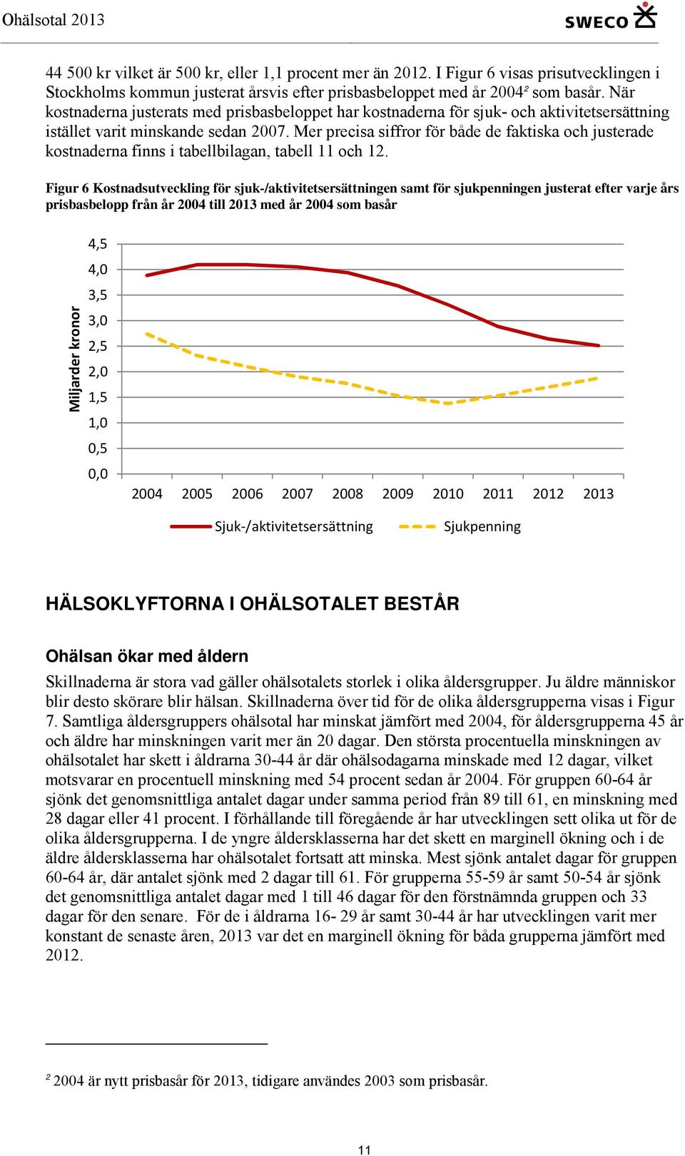 Mer precisa siffror för både de faktiska och justerade kostnaderna finns i tabellbilagan, tabell 11 och 12.