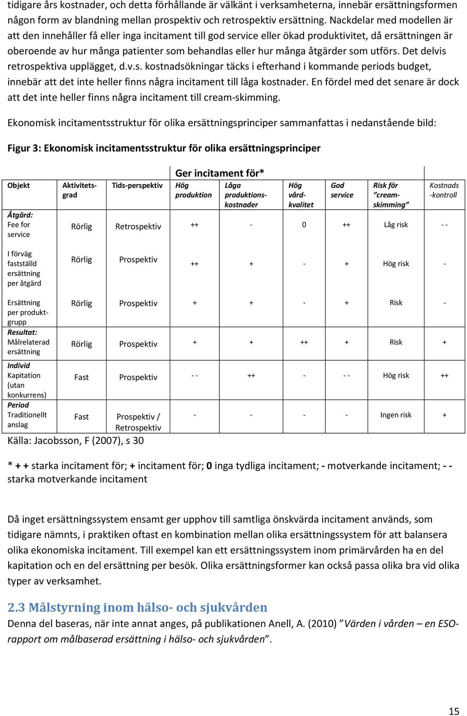 åtgärder som utförs. Det delvis retrospektiva upplägget, d.v.s. kostnadsökningar täcks i efterhand i kommande periods budget, innebär att det inte heller finns några incitament till låga kostnader.