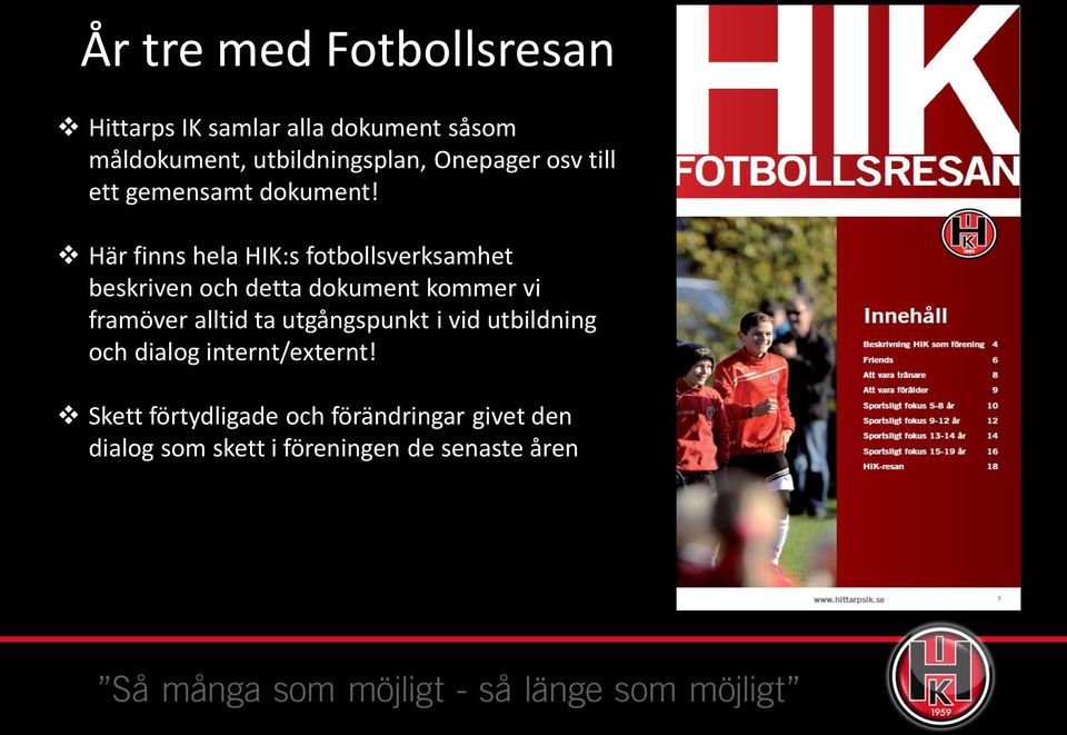 Här finns hela HIK:s fotbollsverksamhet beskriven och detta dokument kommer vi framöver alltid