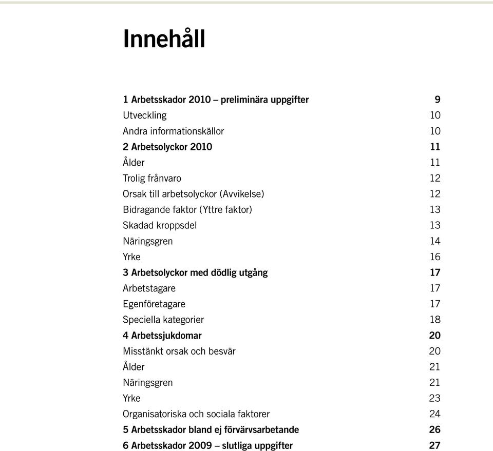 utgång 17 Arbetstagare 17 Egenföretagare 17 Speciella kategorier 18 4 Arbetssjukdomar 20 Misstänkt orsak och besvär 20 Ålder 21 Näringsgren 21 Yrke 23