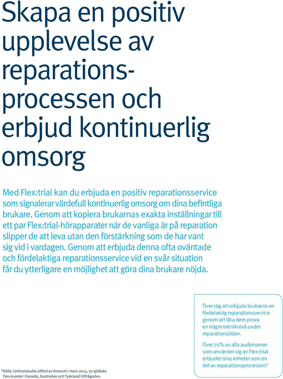 Genom att kopiera brukarnas exakta inställningar till ett par Flex:trial-hörapparater när de vanliga är på reparation slipper de att leva utan den förstärkning som de har vant sig vid i vardagen.