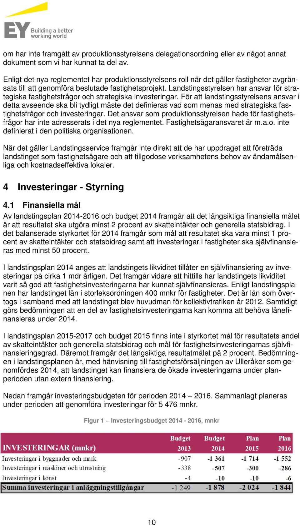 Landstingsstyrelsen har ansvar för strategiska fastighetsfrågor och strategiska investeringar.