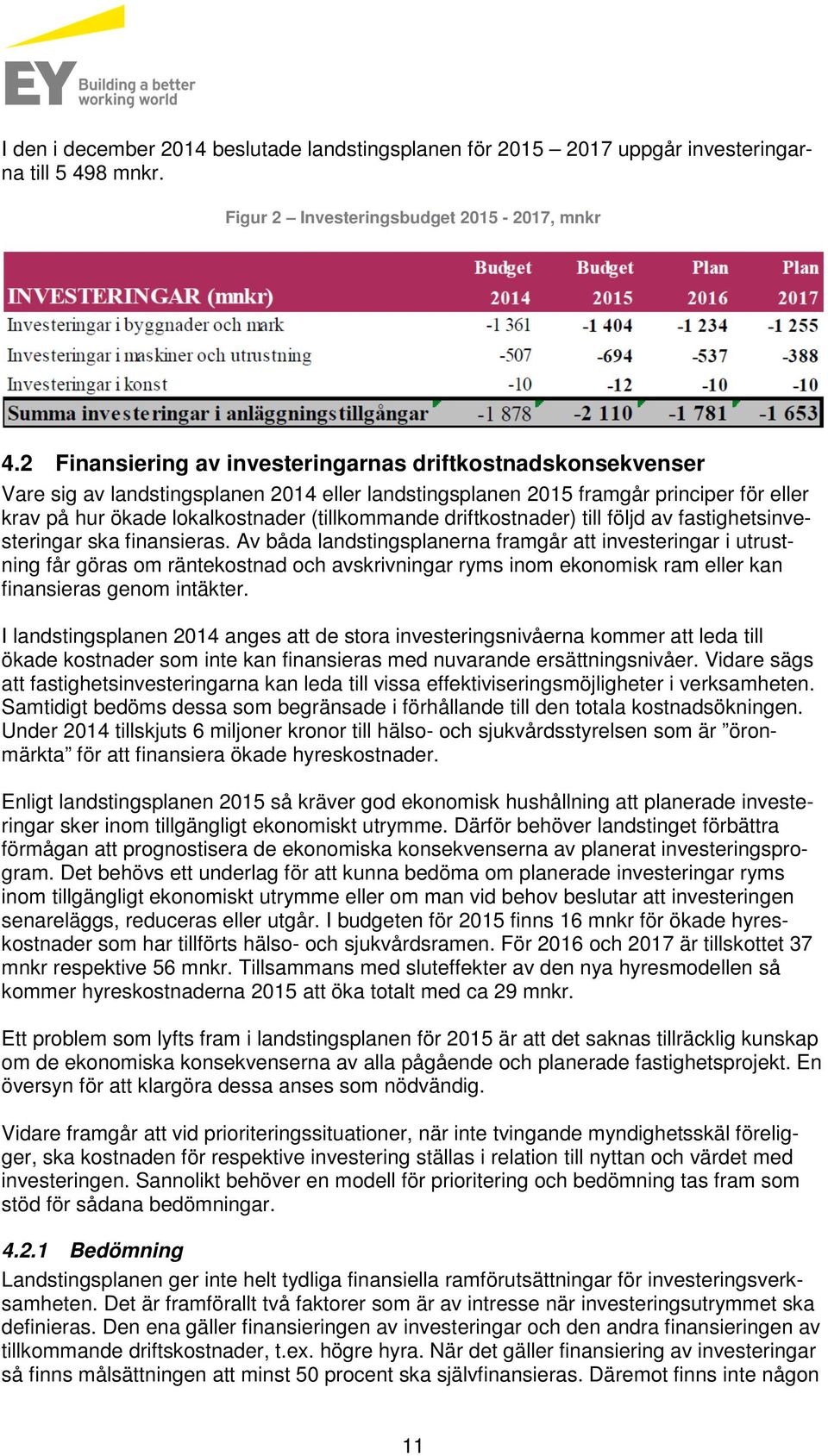 driftkostnader) till följd av fastighetsinvesteringar ska finansieras.