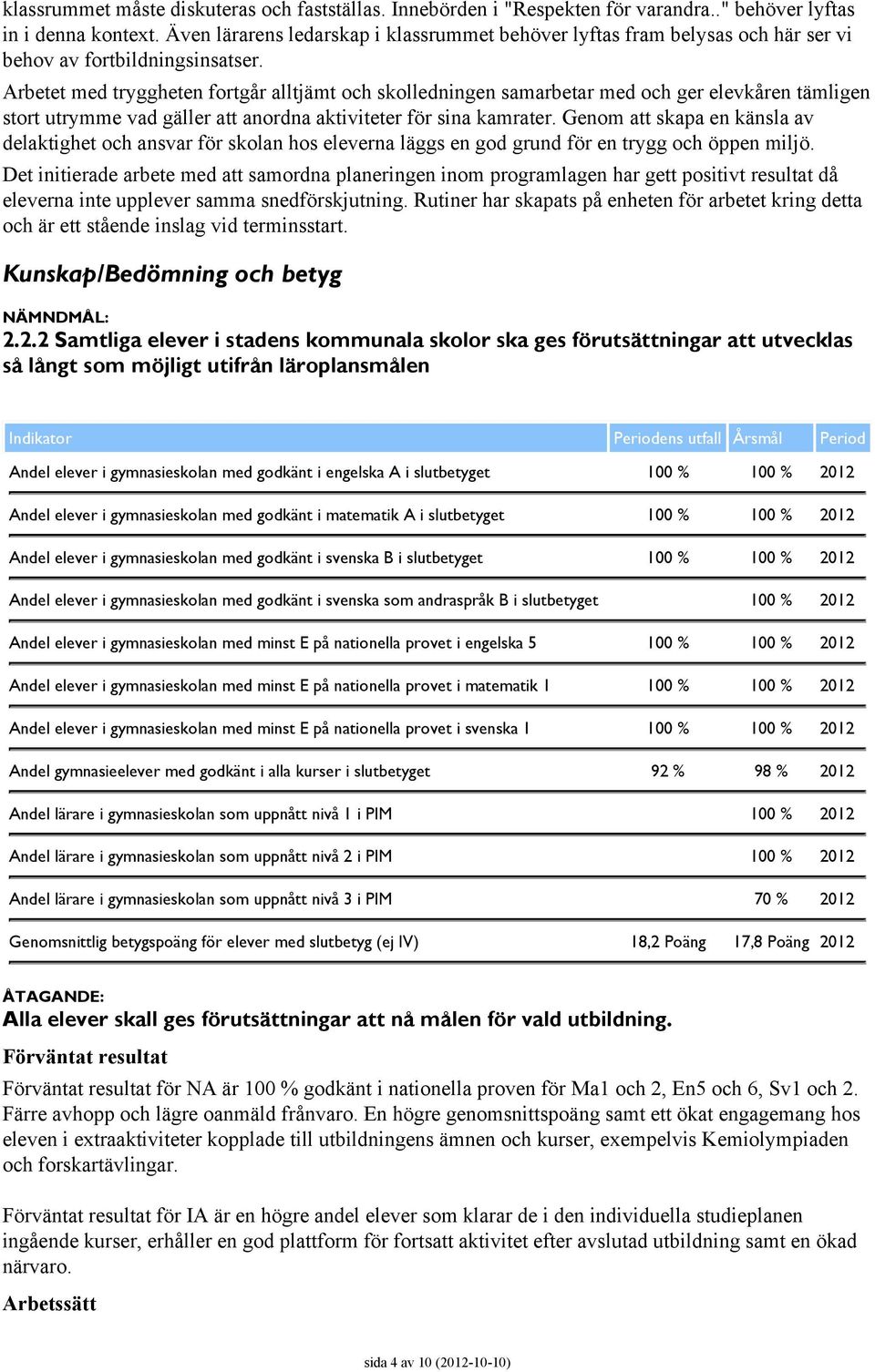 Arbetet med tryggheten fortgår alltjämt och skolledningen samarbetar med och ger elevkåren tämligen stort utrymme vad gäller att anordna aktiviteter för sina kamrater.