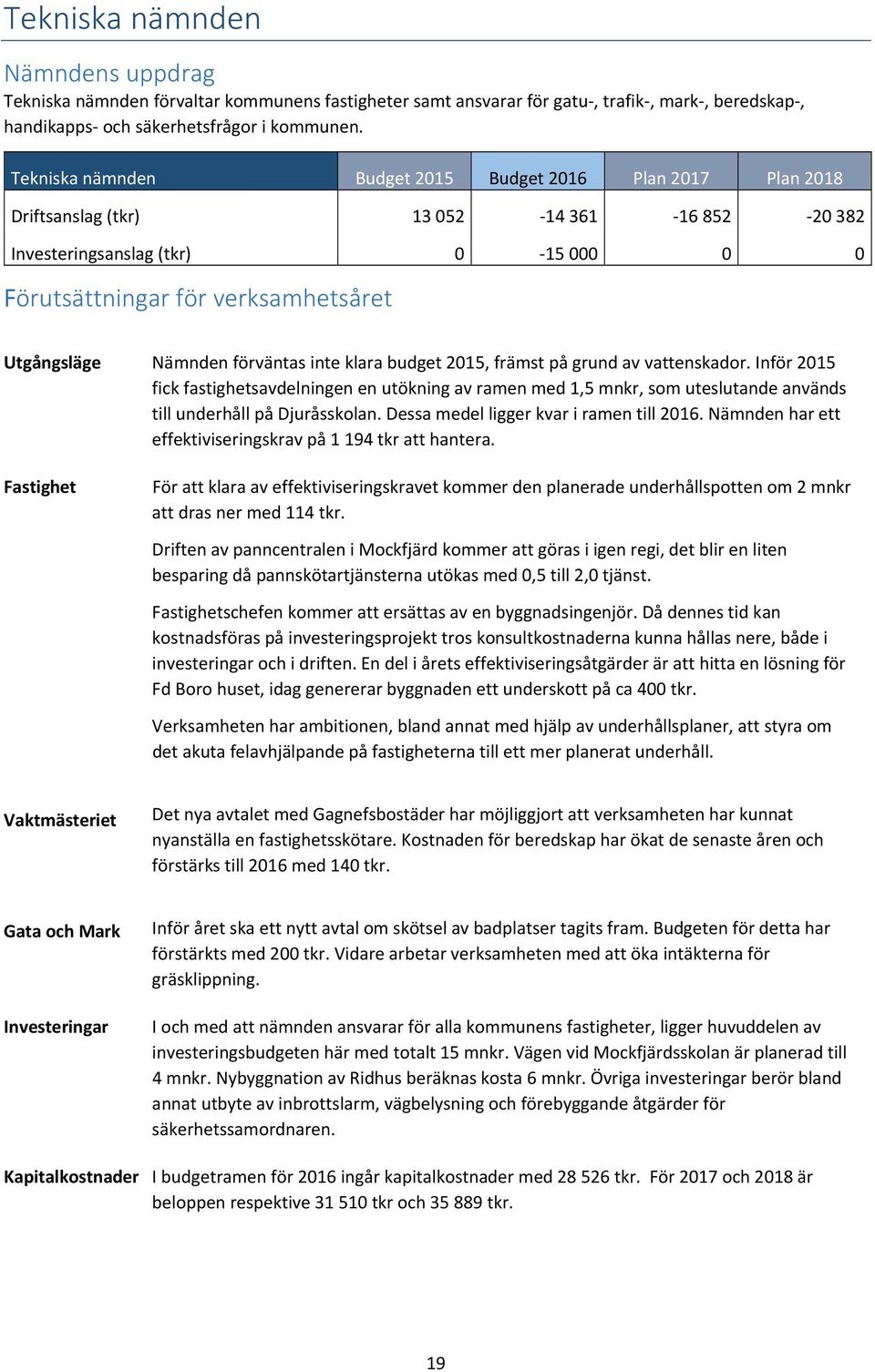 Nämnden förväntas inte klara budget 2015, främst på grund av vattenskador.