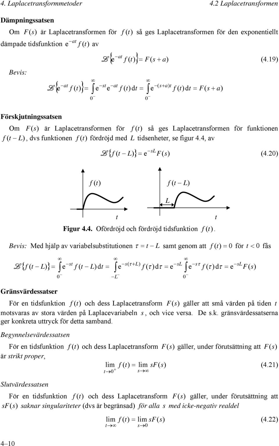 Bevi: Me hjälp av variaeliioe τ L a geo a f för < få L { f L } Gräväreaer e τ L L f L e f e e τ τ τ f τ τ e f f L Figr 4.4. Oförröj och förröj ifkio f.