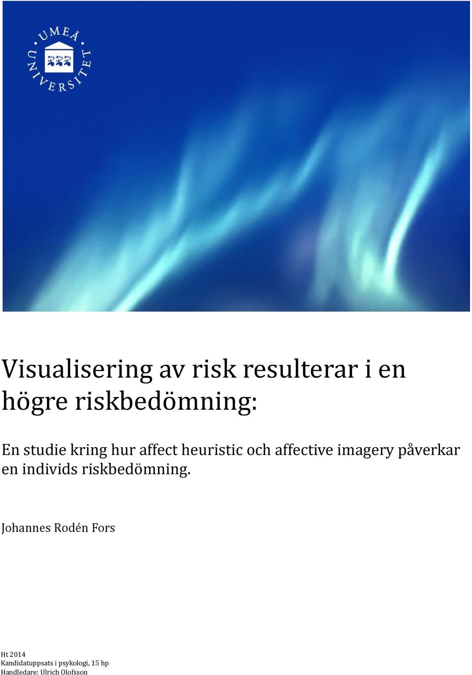 påverkar en individs riskbedömning.