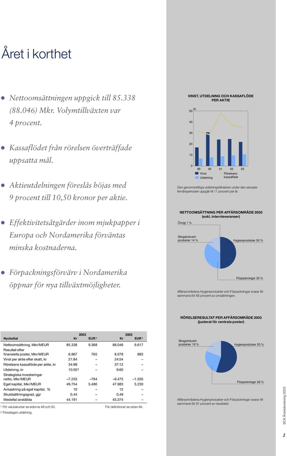 Effektivitetsåtgärder inom mjukpapper i Europa och Nordamerika förväntas minska kostnaderna.