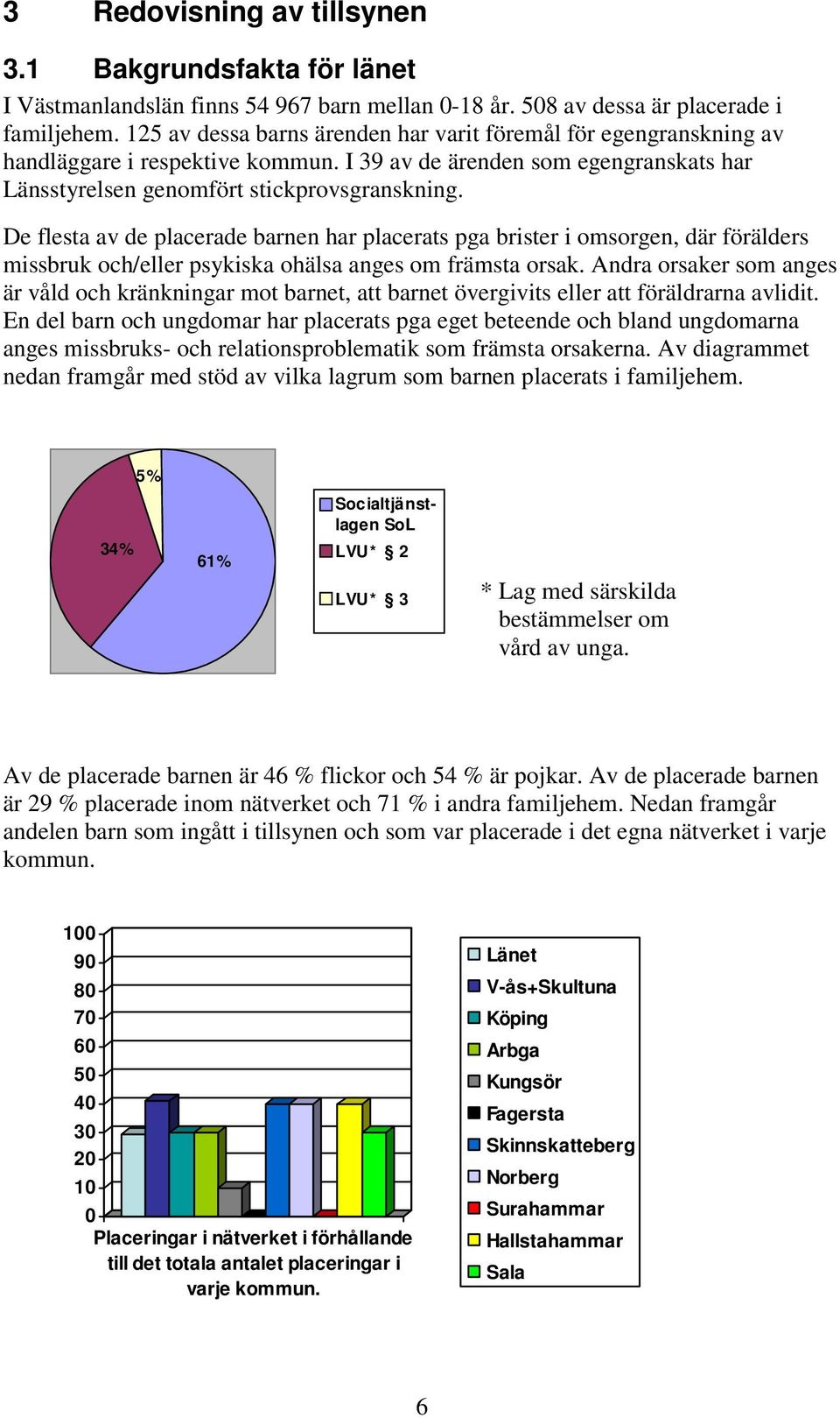 De flesta av de placerade barnen har placerats pga brister i omsorgen, där förälders missbruk och/eller psykiska ohälsa anges om främsta orsak.