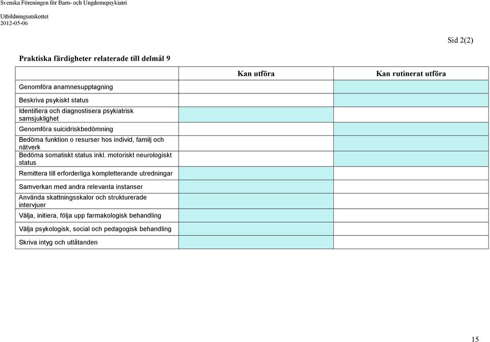 motoriskt neurologiskt status Remittera till erforderliga kompletterande utredningar Samverkan med andra relevanta instanser Använda skattningsskalor och