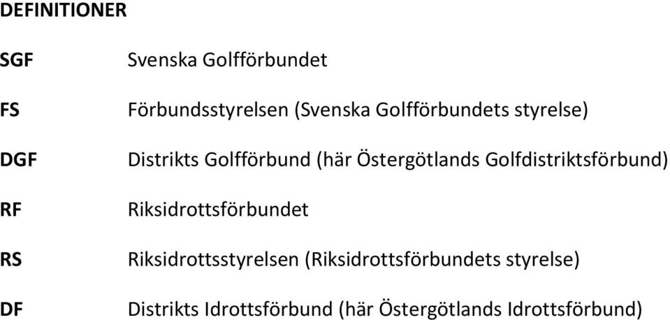 Golfdistriktsförbund) Riksidrottsförbundet Riksidrottsstyrelsen