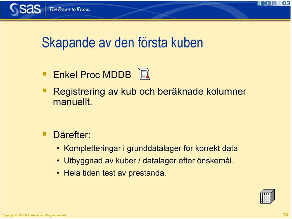 Därefter: Kompletteringar i grunddatalager för korrekt data Utbyggnad av