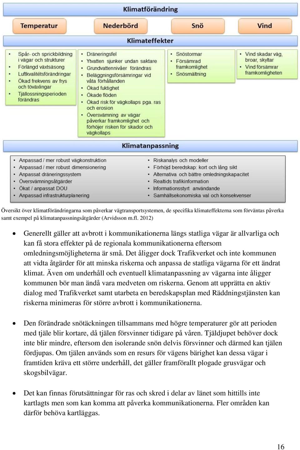 Det åligger dock Trafikverket och inte kommunen att vidta åtgärder för att minska riskerna och anpassa de statliga vägarna för ett ändrat klimat.