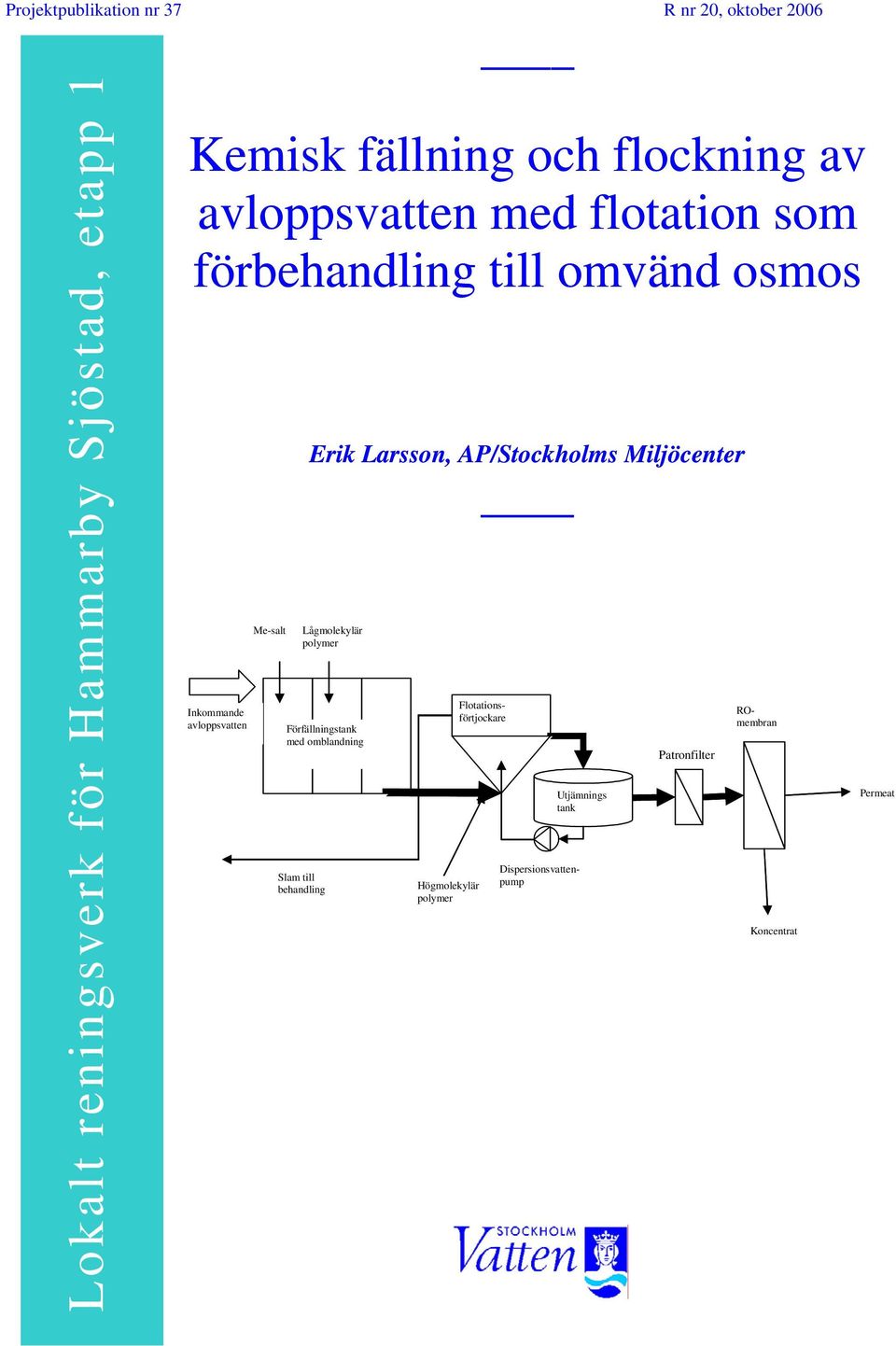 Larsson, AP/Stockholms Miljöcenter Lågmolekylär polymer Förfällningstank med omblandning Slam till behandling