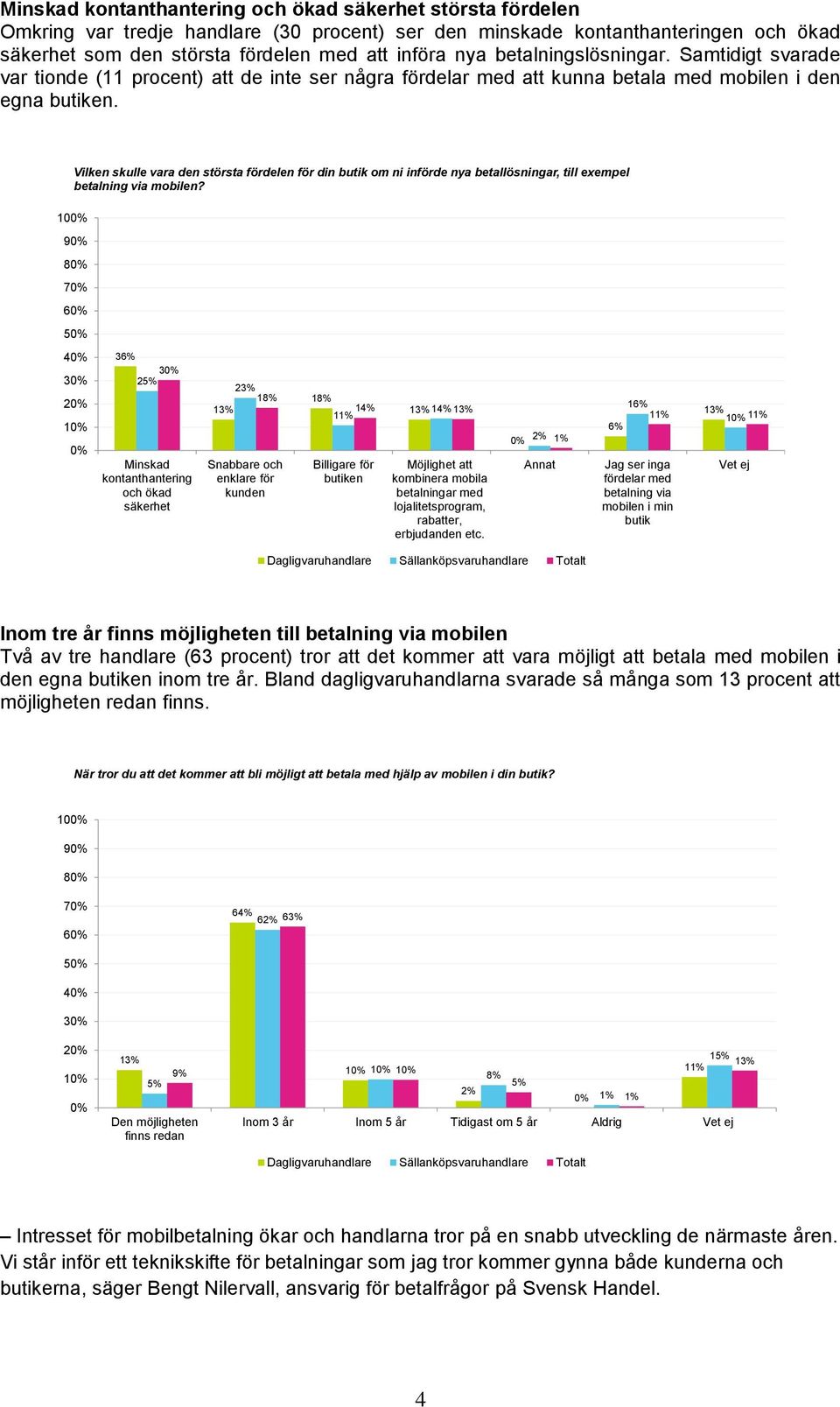 Vilken skulle vara den största fördelen för din butik om ni införde nya betallösningar, till exempel betalning via mobilen?