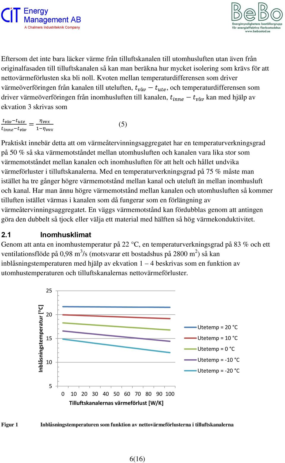 Kvoten mellan temperaturdifferensen som driver värmeöverföringen från kanalen till uteluften,, och temperaturdifferensen som driver värmeöverföringen från inomhusluften till kanalen, kan med hjälp av