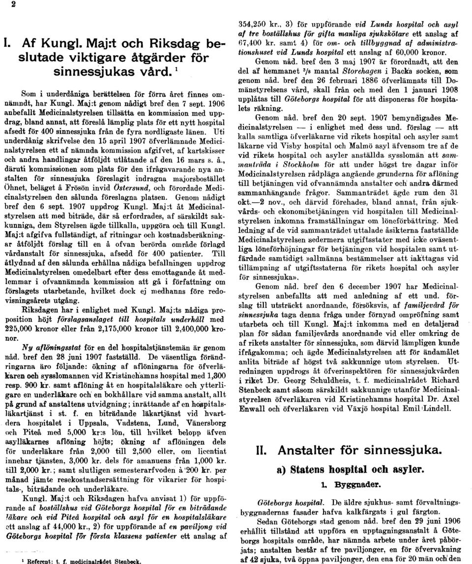 Uti underdånig skrifvelse den 15 april 1907 öfverlämnade Medicinalstyrelsen ett af nämnda kommission afgifvet, af kartskisser och andra handlingar åt