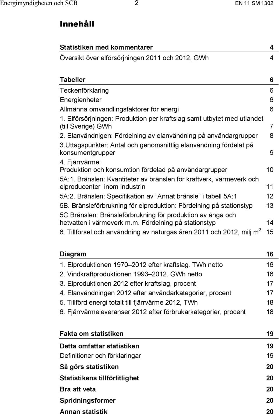 Uttagspunkter: Antal och genomsnittlig elanvändning fördelat på konsumentgrupper 9 4. Fjärrvärme: Produktion och konsumtion fördelad på användargrupper 10 5A:1.