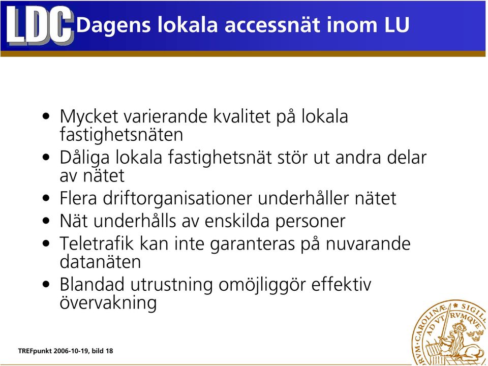 underhåller nätet Nät underhålls av enskilda personer Teletrafik kan inte garanteras på