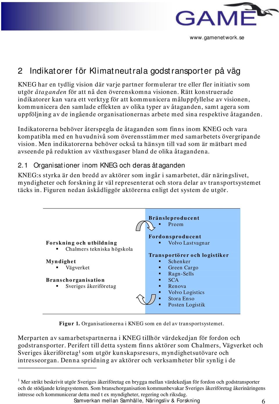 ingående organisationernas arbete med sina respektive åtaganden.