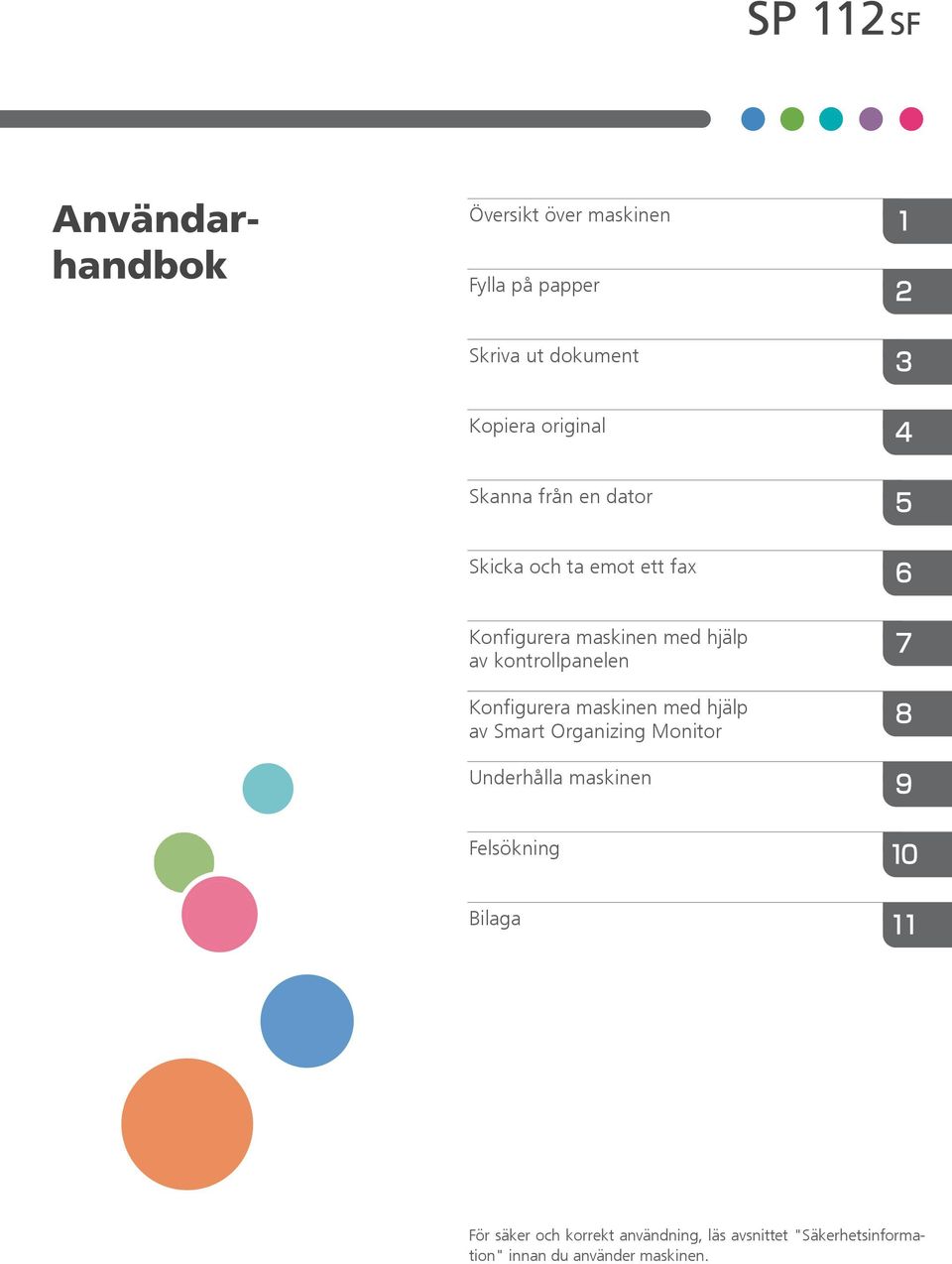 kontrollpanelen Konfigurera maskinen med hjälp av Smart Organizing Monitor Underhålla maskinen