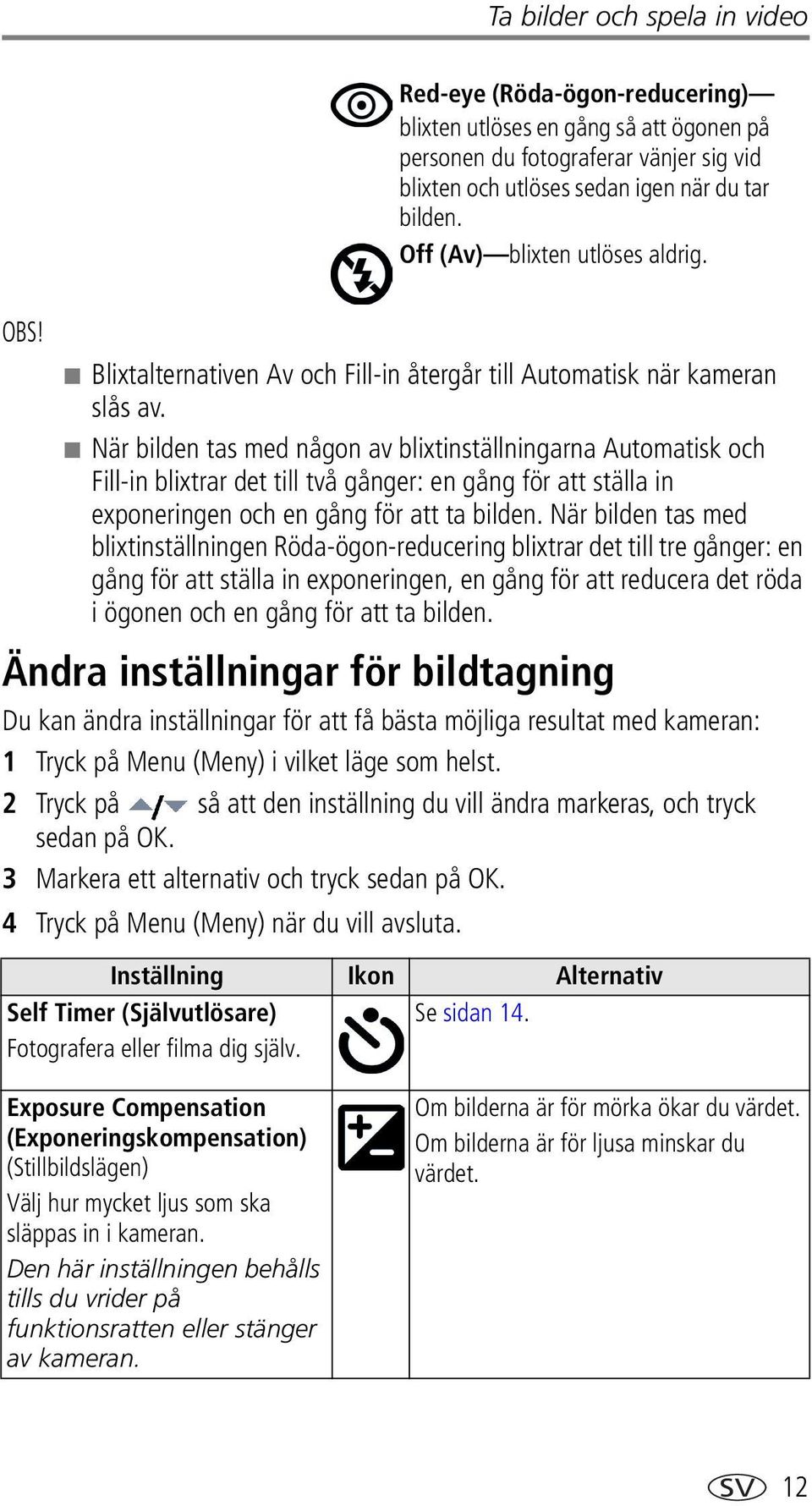 När bilden tas med någon av blixtinställningarna Automatisk och Fill-in blixtrar det till två gånger: en gång för att ställa in exponeringen och en gång för att ta bilden.